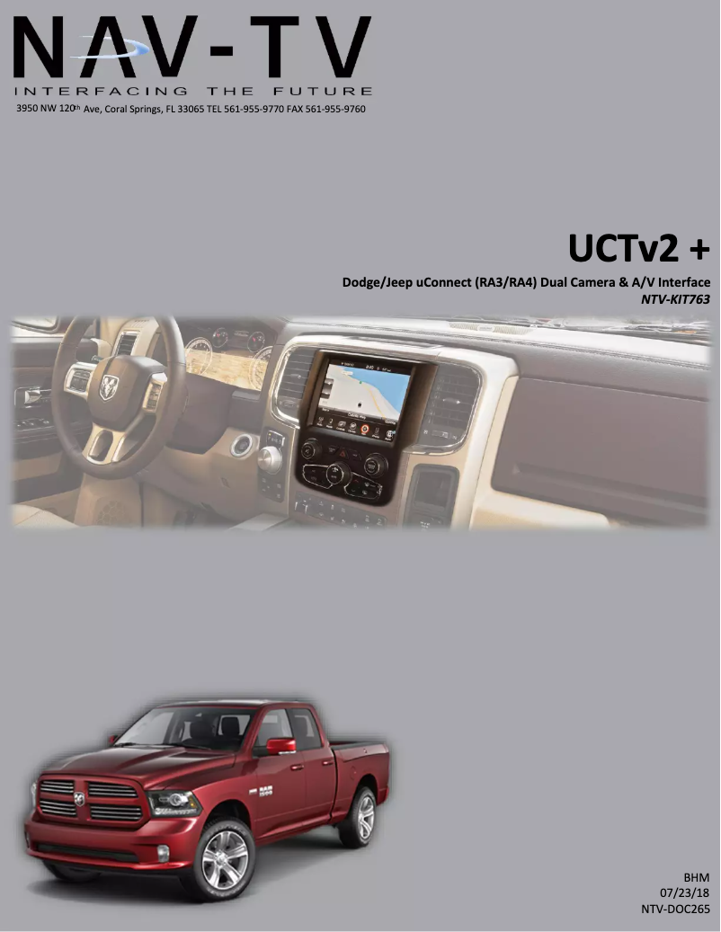 Page 1 de la notice Manuel utilisateur NAV-TV UCTv2+ NTV-KIT763