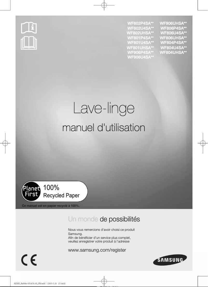 Page n°1 - Manuel utilisateur Samsung WF806U4SAWQ