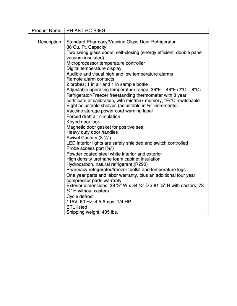 Page 1 de la notice Manuel utilisateur American BioTech Supply PH-ABT-S36G