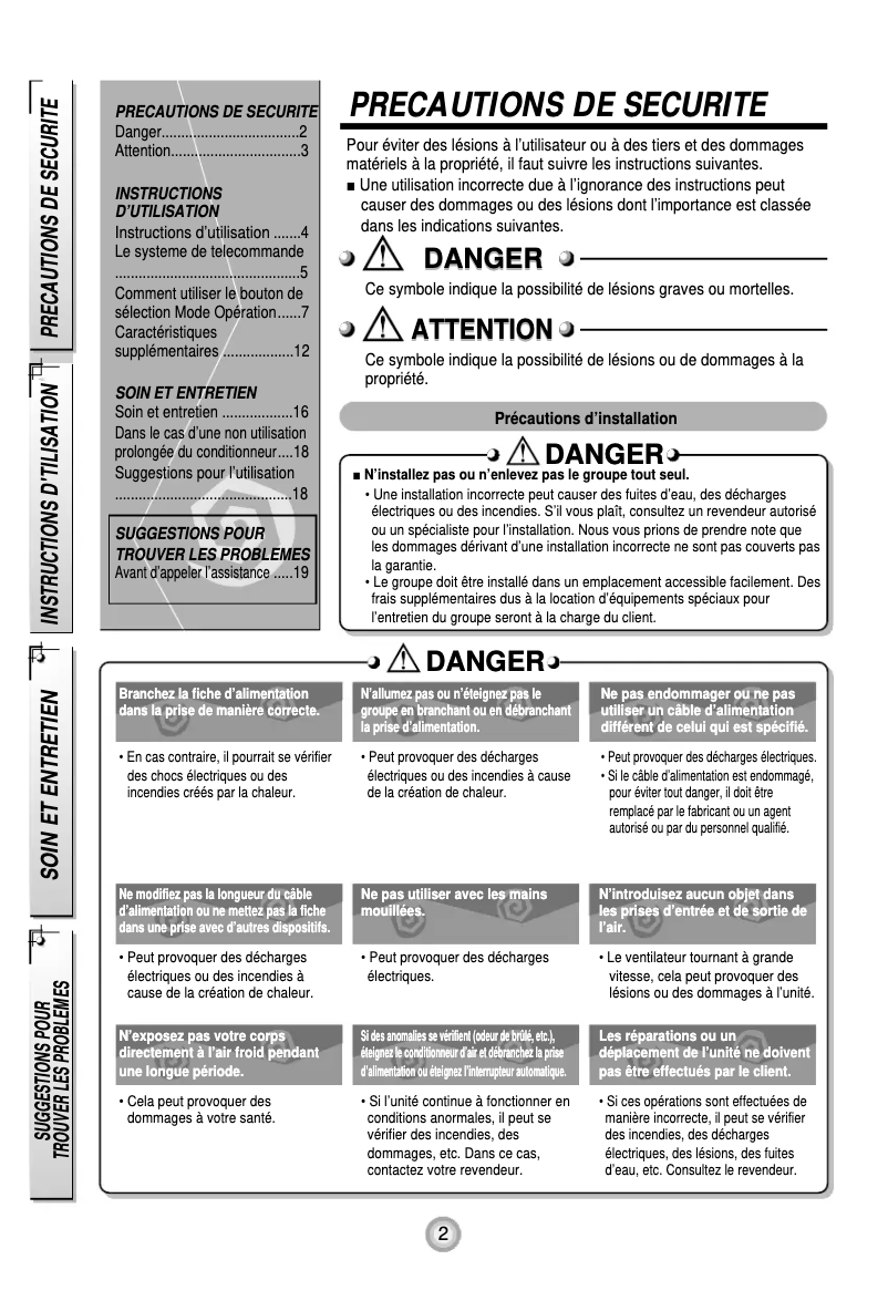 Page 1 de la notice Manuel utilisateur LG LS-K1860YL