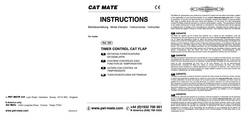 Página 1 del manual Manual de usuario Cat Mate 359W Timer Control