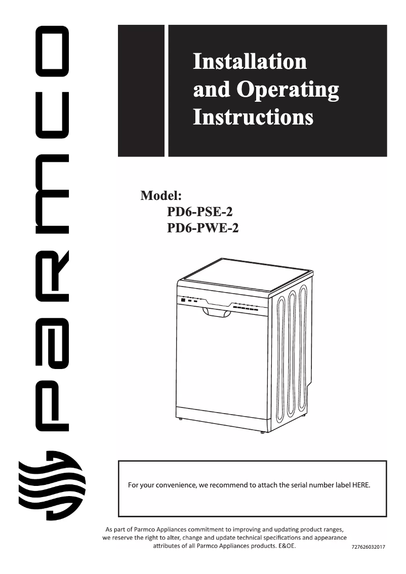 Page n°1 - Manuel utilisateur Parmco PD6-PWE-2