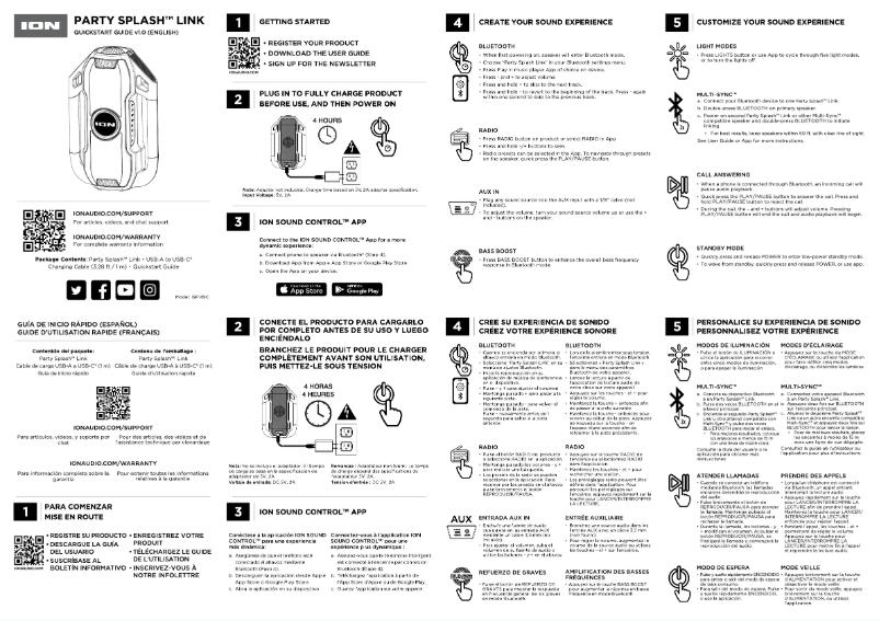 Page 1 de la notice Guide de démarrage rapide ION Party Splash Link