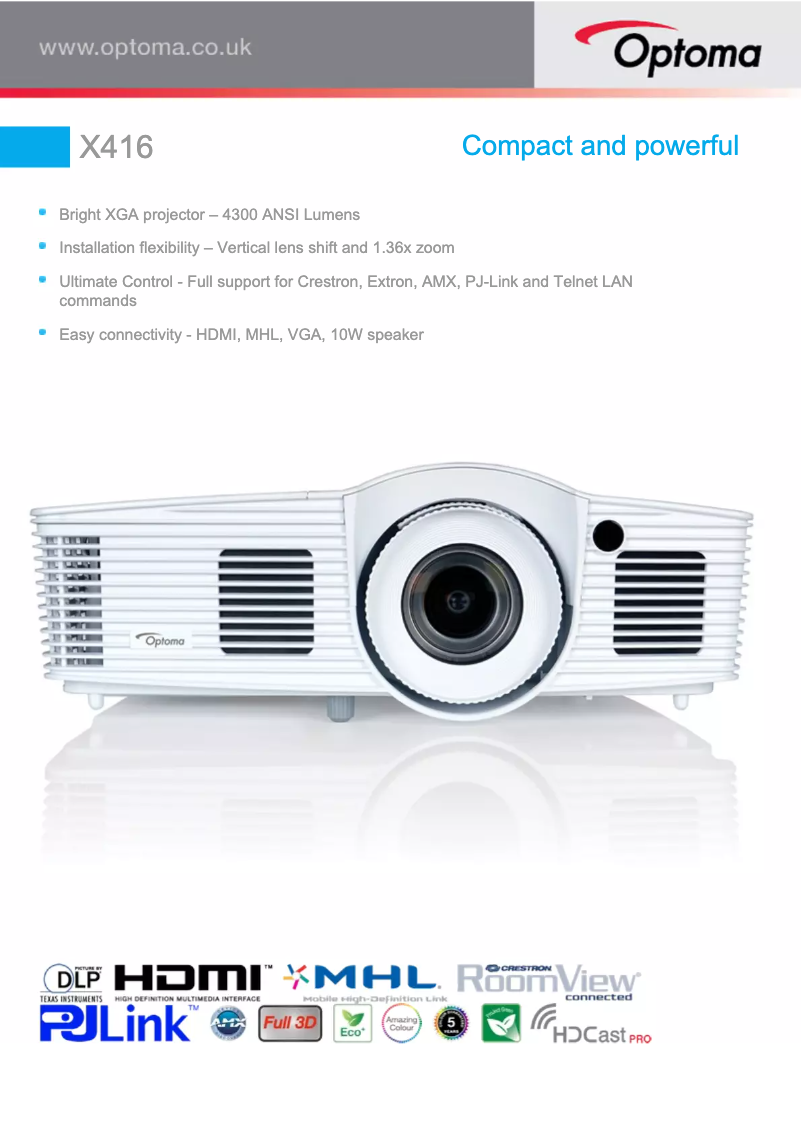 Page n°1 - Brochure Optoma X416
