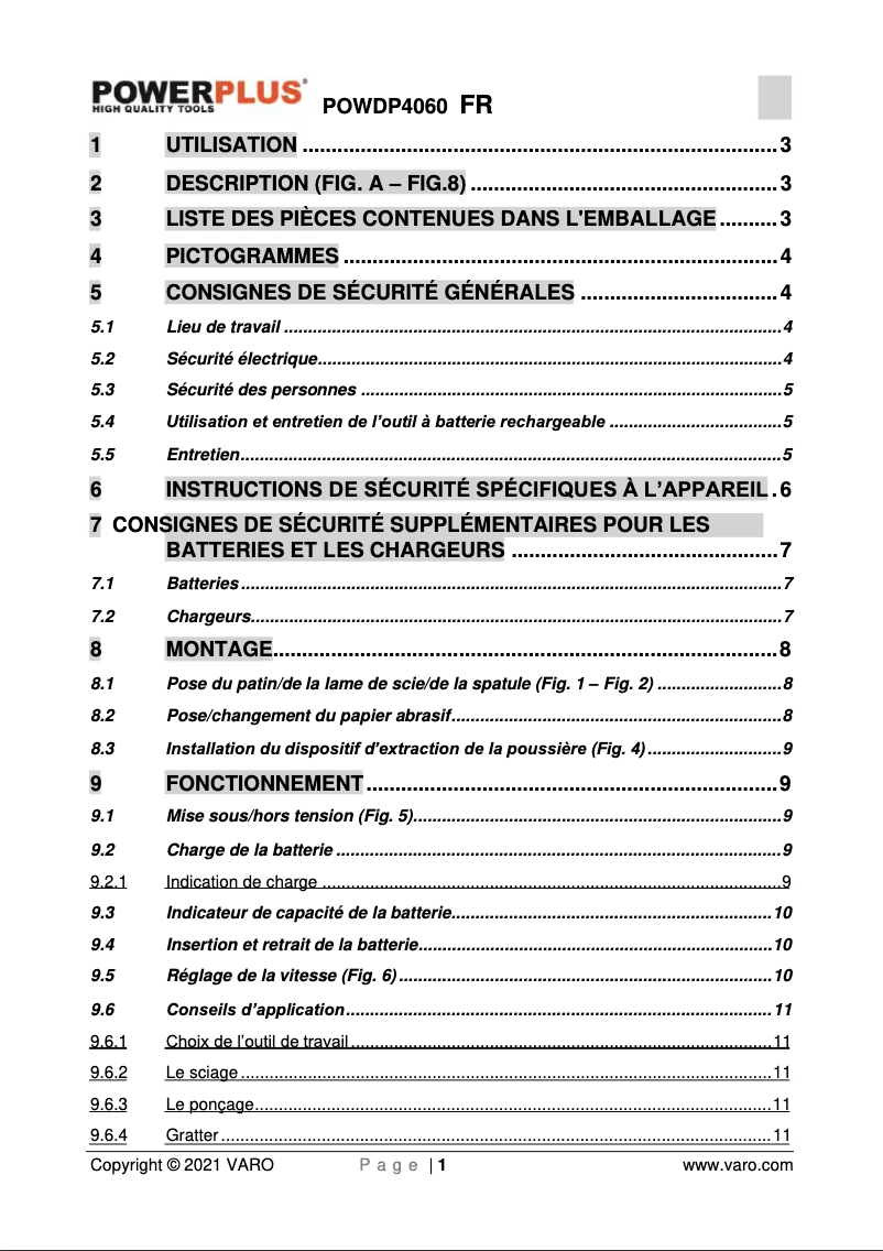 Page n°1 - Manuel utilisateur PowerPlus POWDP4060