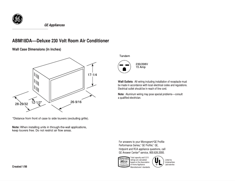 Image de la première page du manuel de l'appareil ABM18DA