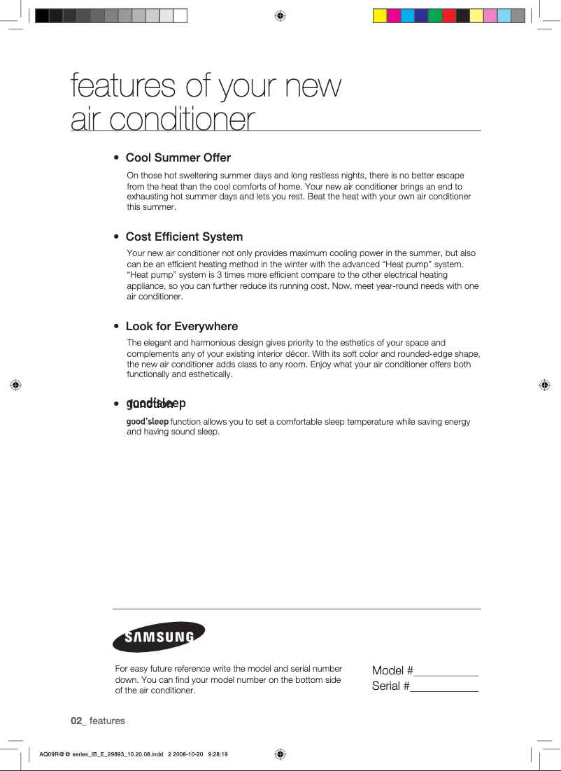 Page 1 de la notice Manuel utilisateur Samsung AQ12UGBN