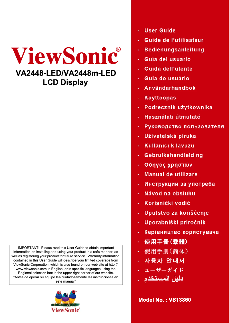 Page 1 de la notice Manuel utilisateur Viewsonic VA2448M-LED