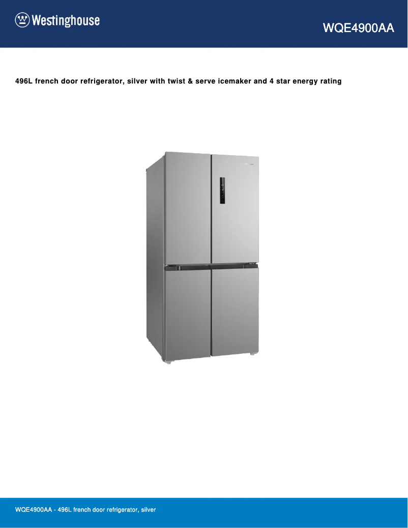 Page n°1 - Fiche technique Westinghouse WQE4900AA
