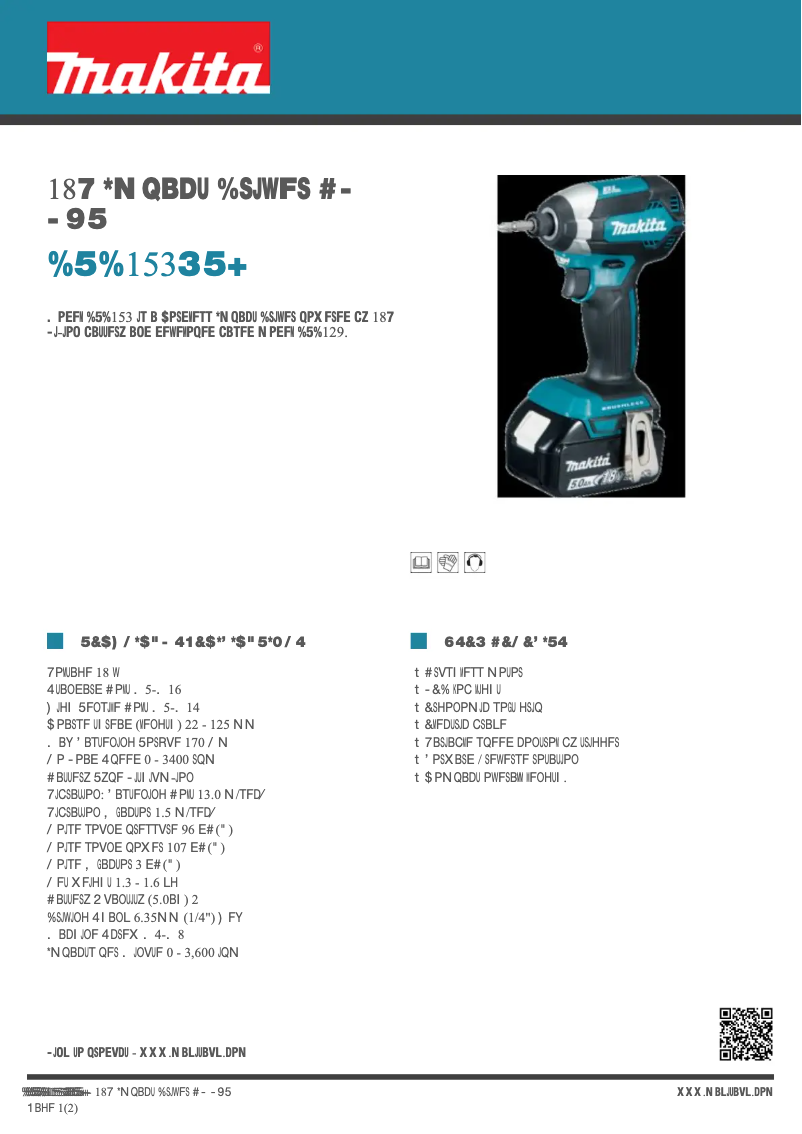 Page 1 de la notice Fiche technique Makita DTD153RTJ