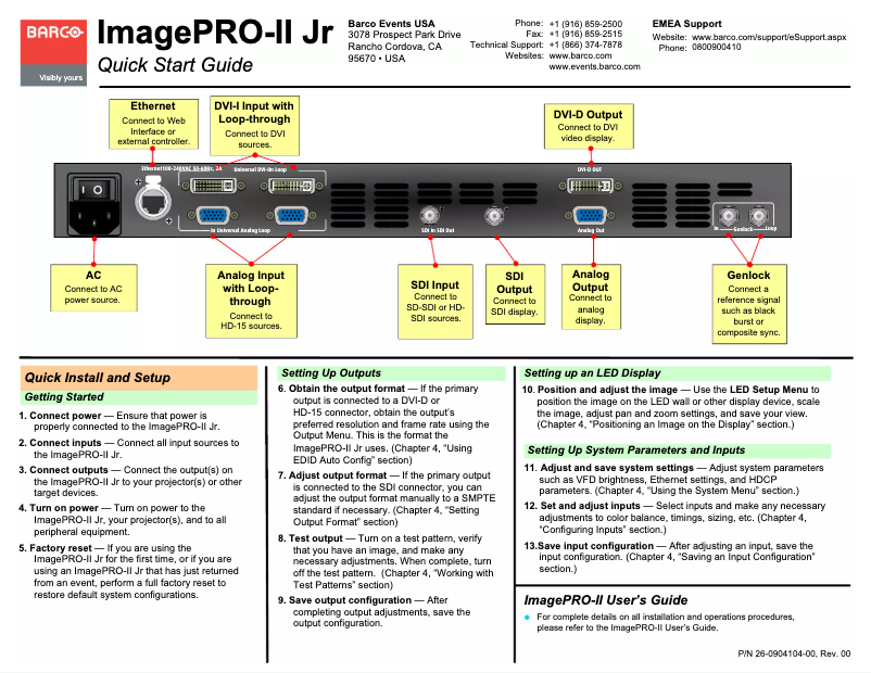 Page n°1 - Manuel utilisateur Barco R9004666