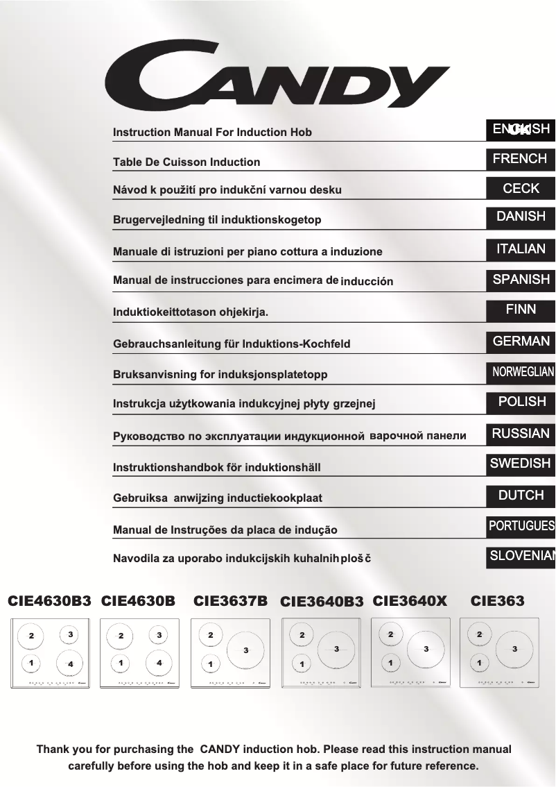 Page n°1 - Manuel utilisateur Candy CIE3637B