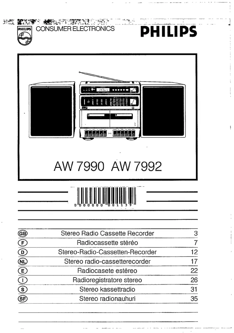 Page n°1 - Manuel utilisateur Philips AW7992