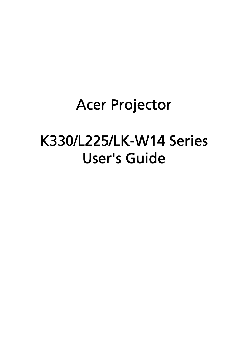 Page 1 de la notice Manuel utilisateur Acer K330