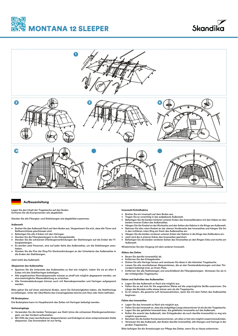 Page 1 de la notice Manuel utilisateur Skandika Montana 12 Sleeper