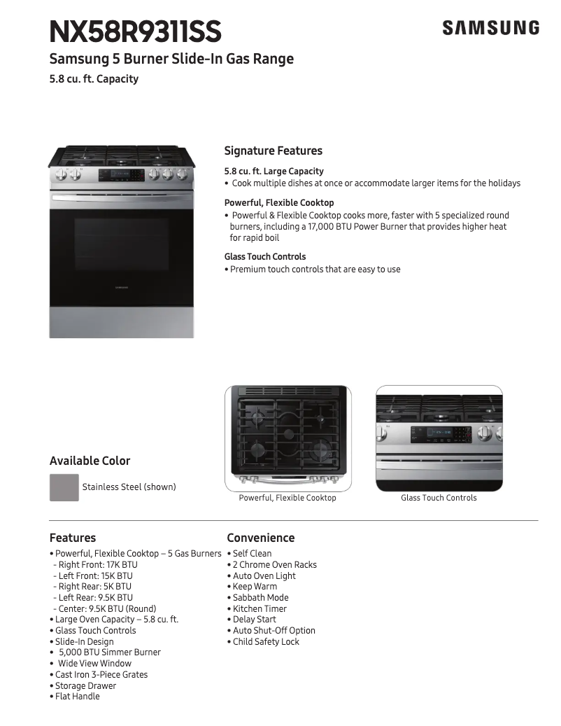 Page 1 de la notice Manuel utilisateur Samsung NX58R9311SS