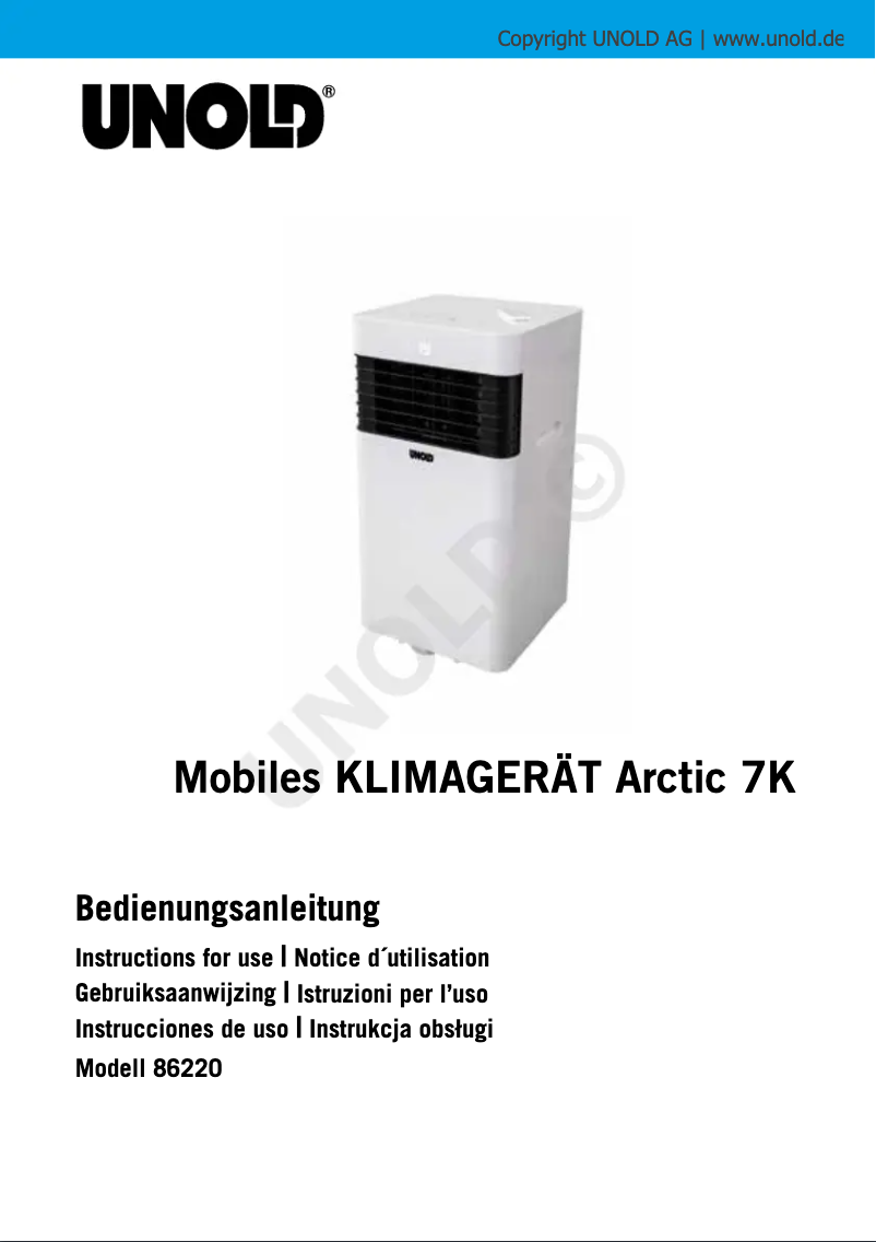 Image de la première page du manuel de l'appareil Arctic 7K 86220