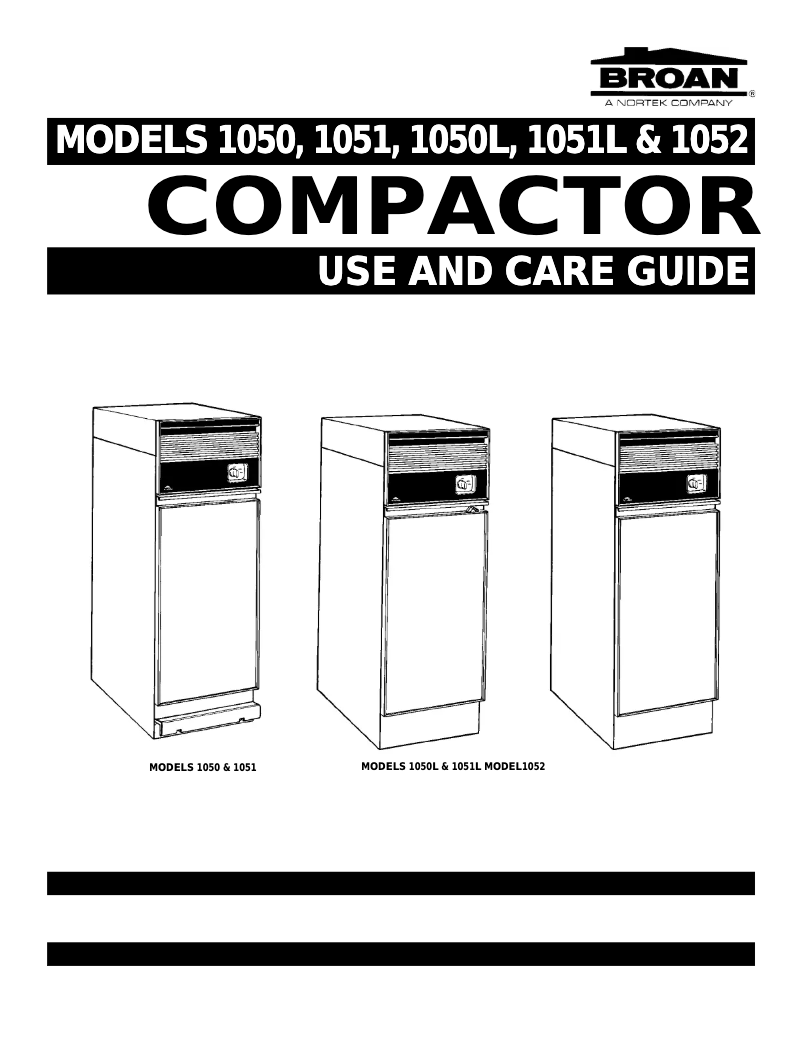 Page 1 de la notice Manuel utilisateur Broan 1050L
