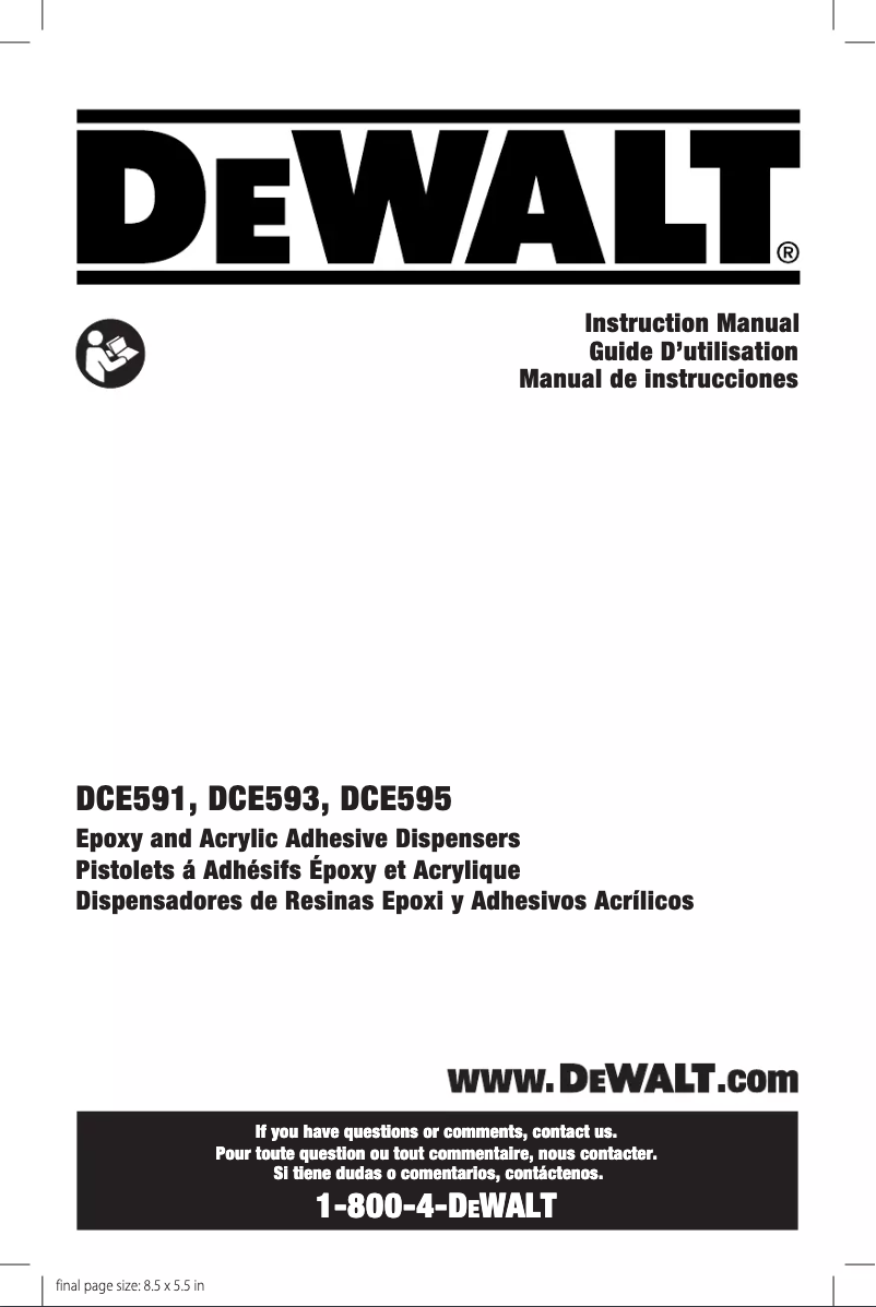 Page 1 de la notice Manuel utilisateur DeWalt DCE591D1