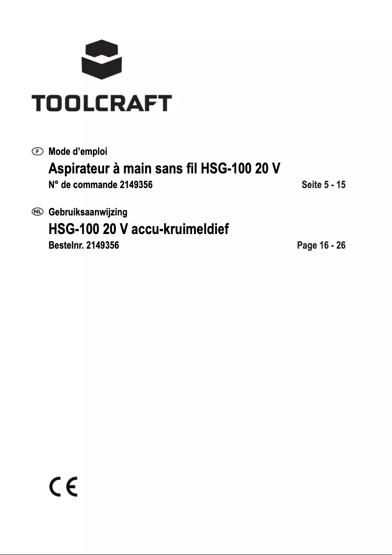 Page 1 de la notice Manuel utilisateur Toolcraft HSG-100
