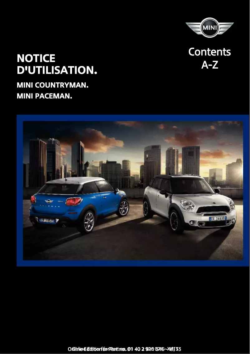 Page n°1 - Manuel utilisateur Mini Countryman (2013)