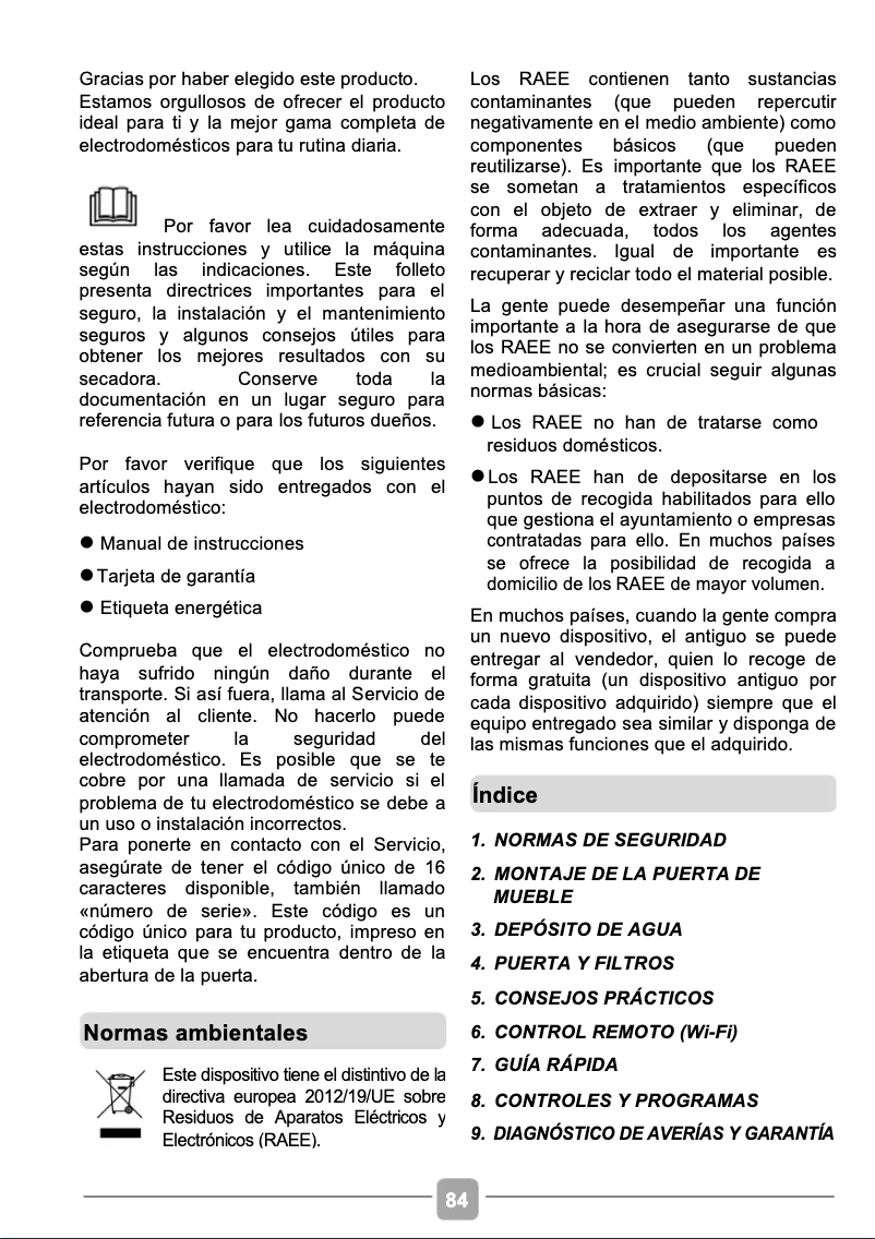Page n°1 - Manuel utilisateur Candy BCTD H7A1TE-S