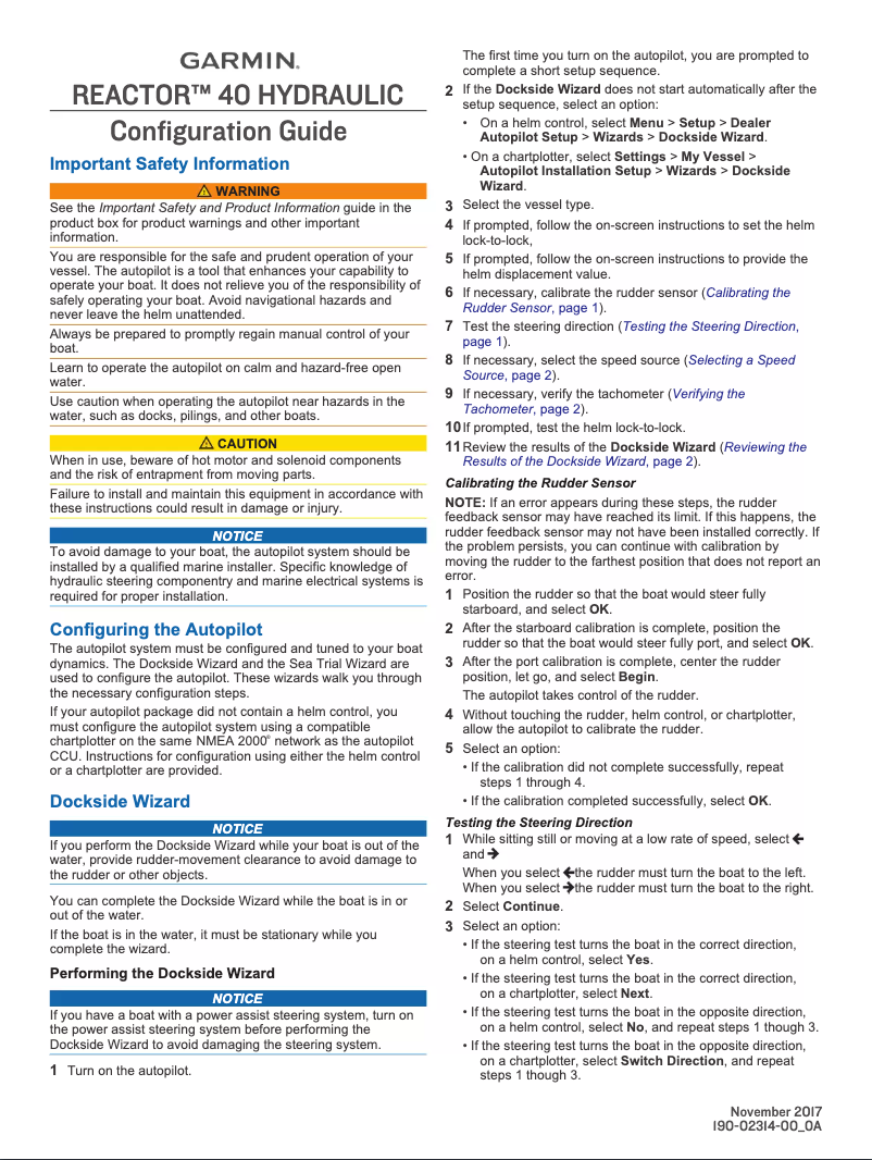 Page 1 de la notice Manuel utilisateur Garmin GHP Compact Reactor 40