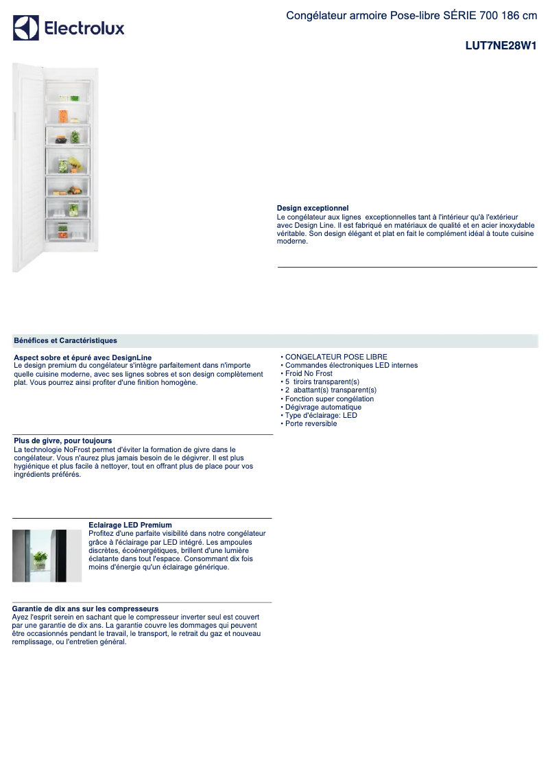 Page n°1 - Fiche technique Electrolux LUT7NE28W1