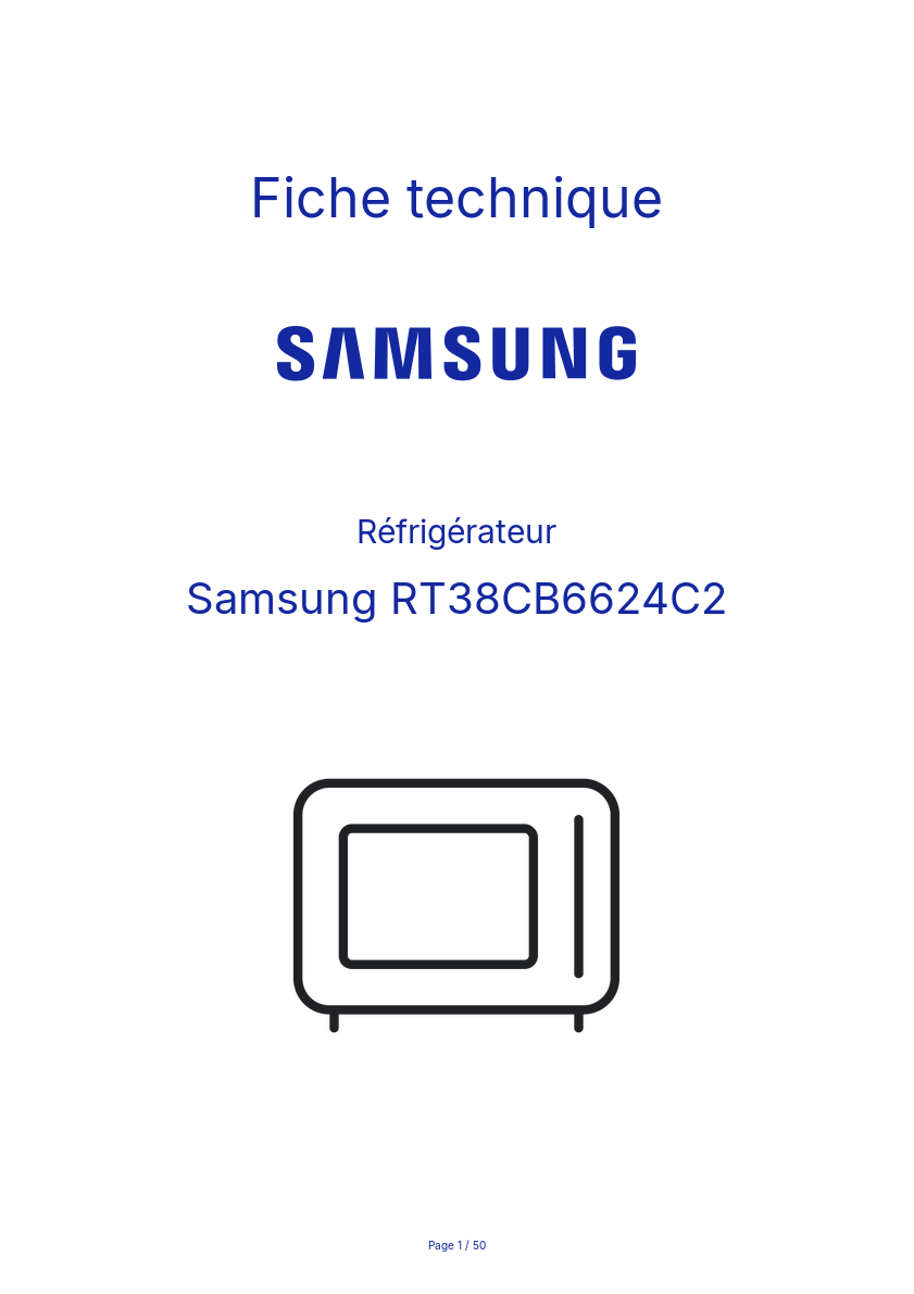 Page n°1 - Fiche technique Samsung RT38CB6624C2
