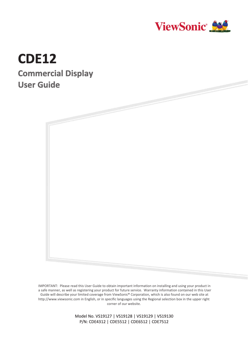 Page 1 de la notice Manuel utilisateur Viewsonic CDE7512