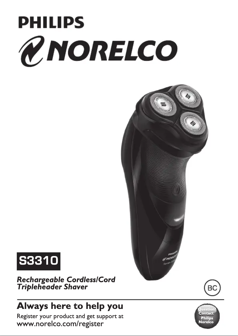 Image de la première page du manuel de l'appareil Norelco Shaver 3100 S3310