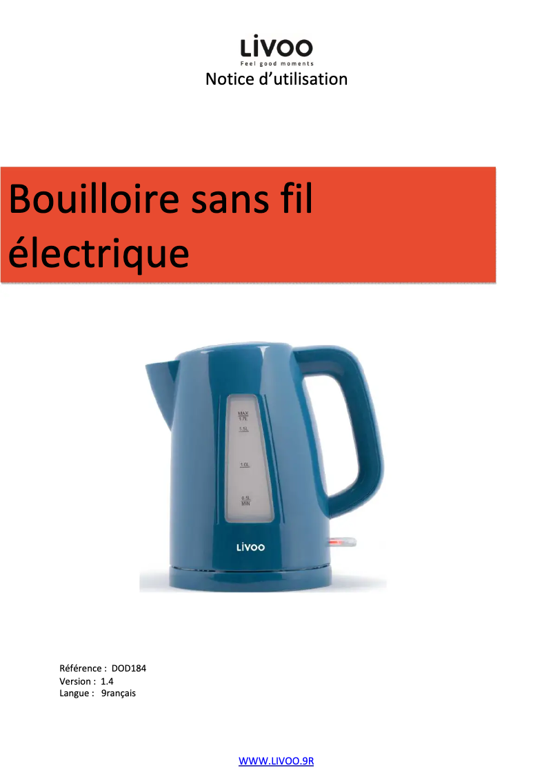 Page n°1 - Manuel utilisateur Livoo DOD184