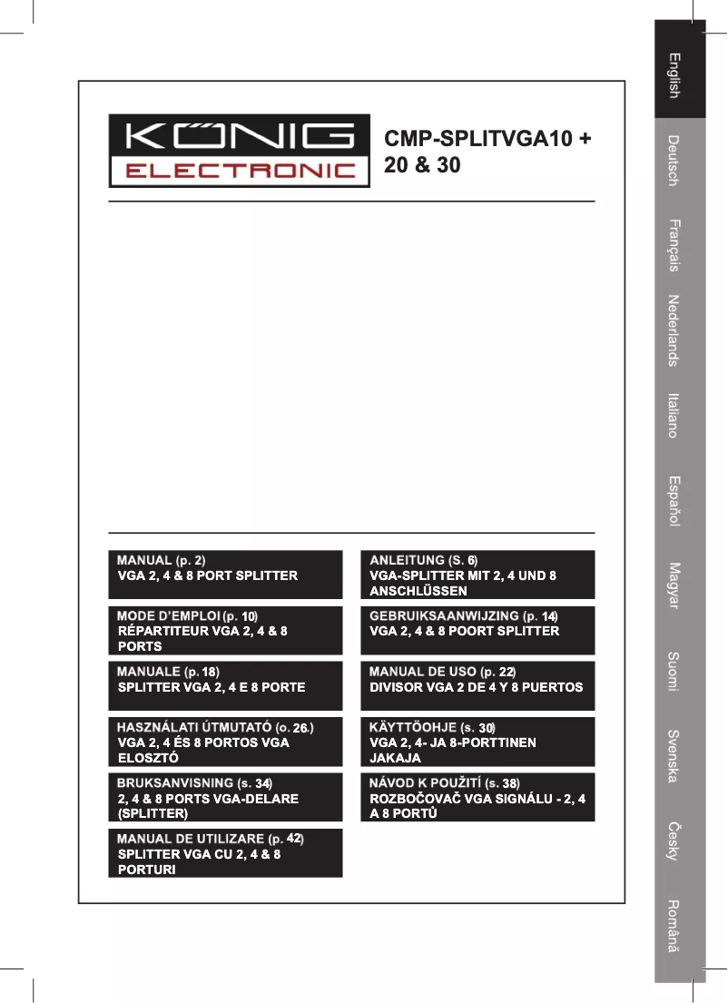 Page n°1 - Manuel utilisateur Konig CMP-SPLITVGA10