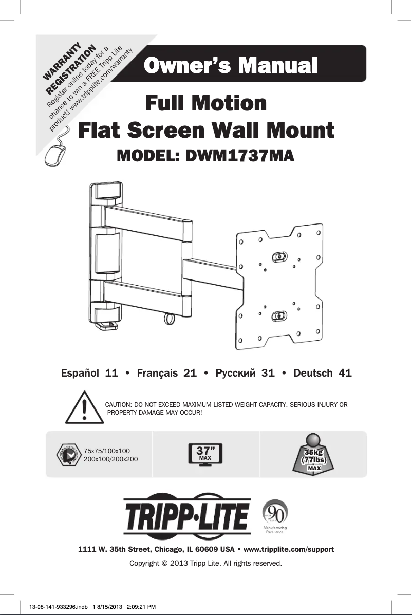 Page n°1 - Manuel utilisateur Tripp Lite DWM1737MA
