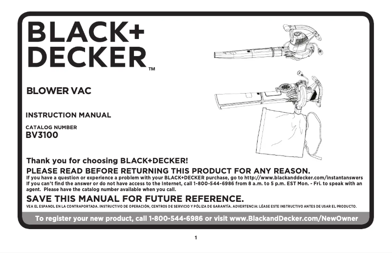 First page image of the manual for BV3100