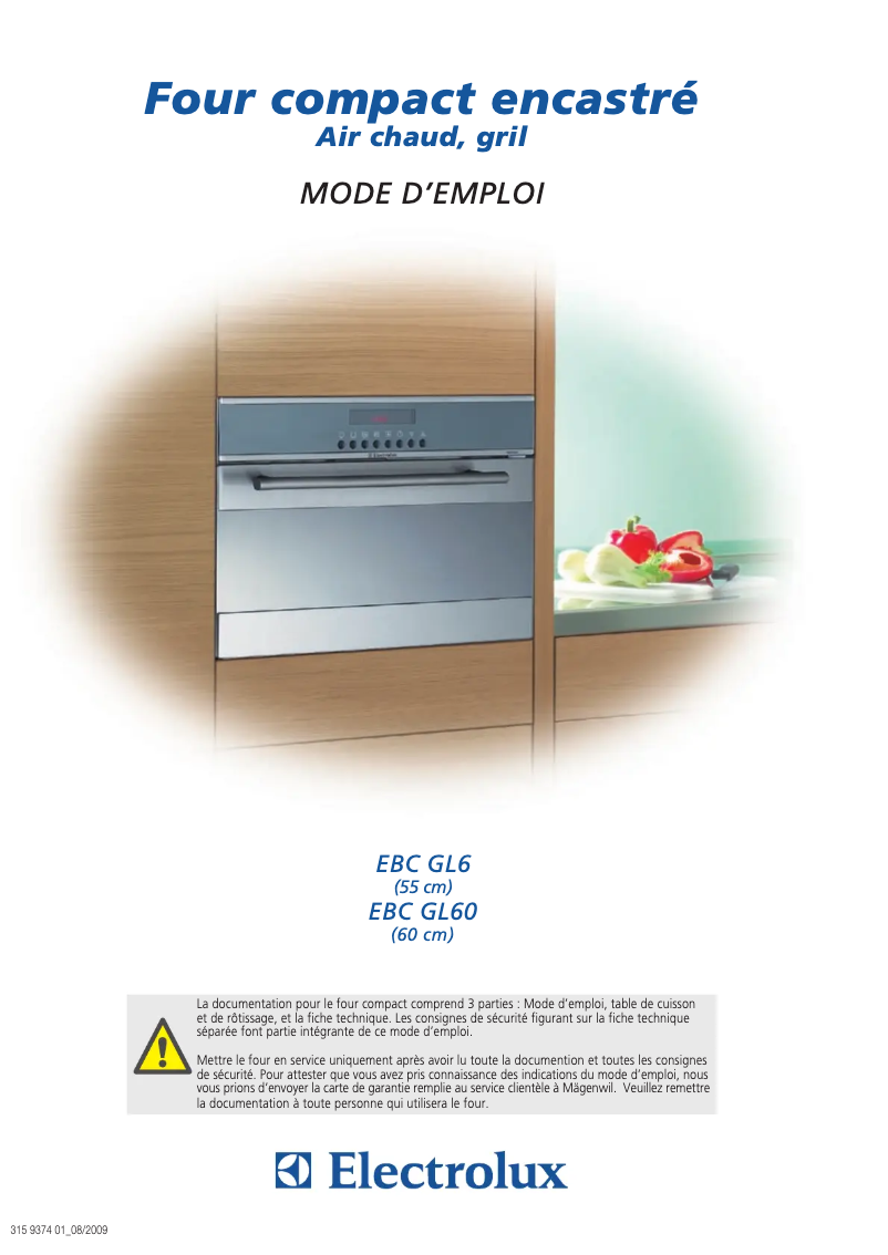 Page 1 de la notice Manuel utilisateur Electrolux EBCGL6CN