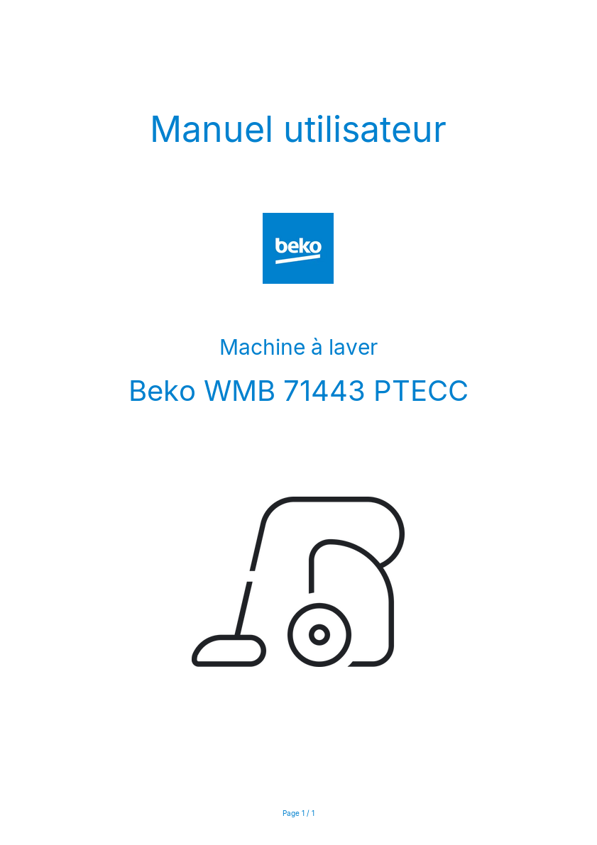 Image de la première page du manuel de l'appareil WMB 71443 PTECC