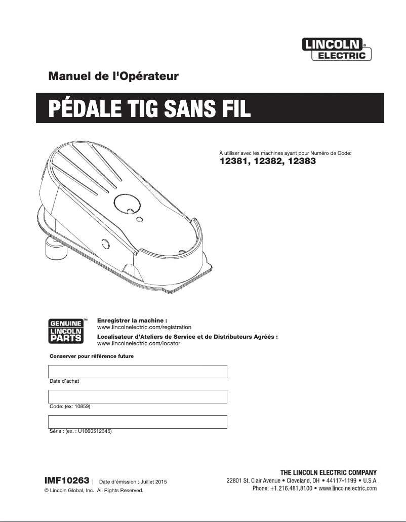 Image de la première page du manuel de l'appareil Wireless Tig Foot Pedal