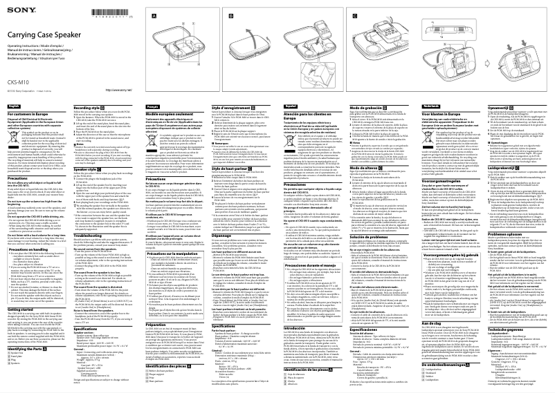 Page n°1 - Manuel utilisateur Sony CKS-M10