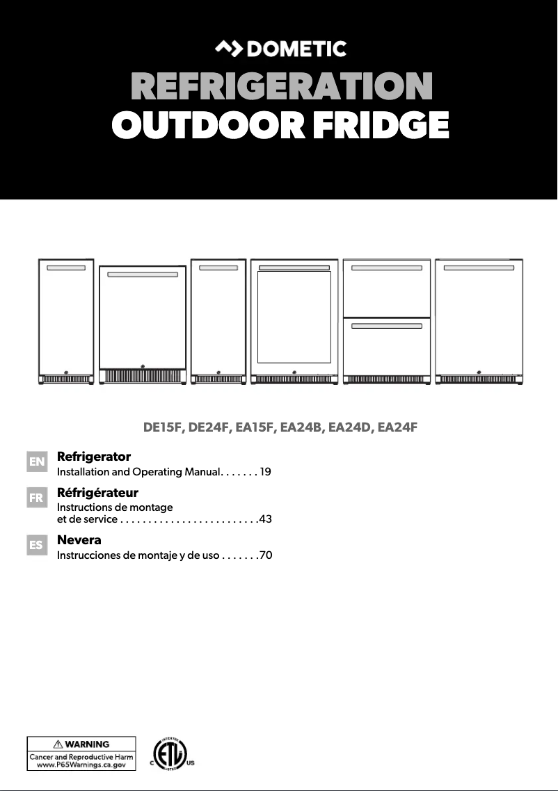 Página 1 del manual Manual de usuario Dometic EA15F