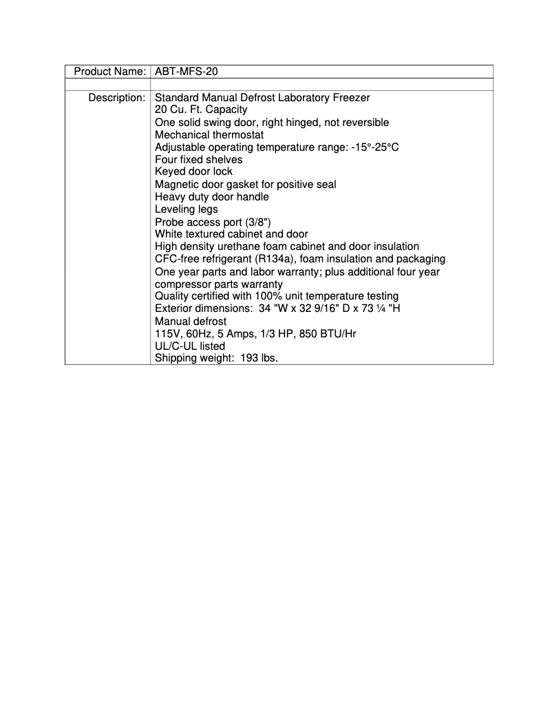 Page n°1 - Manuel utilisateur American BioTech Supply ABT-MFS-20