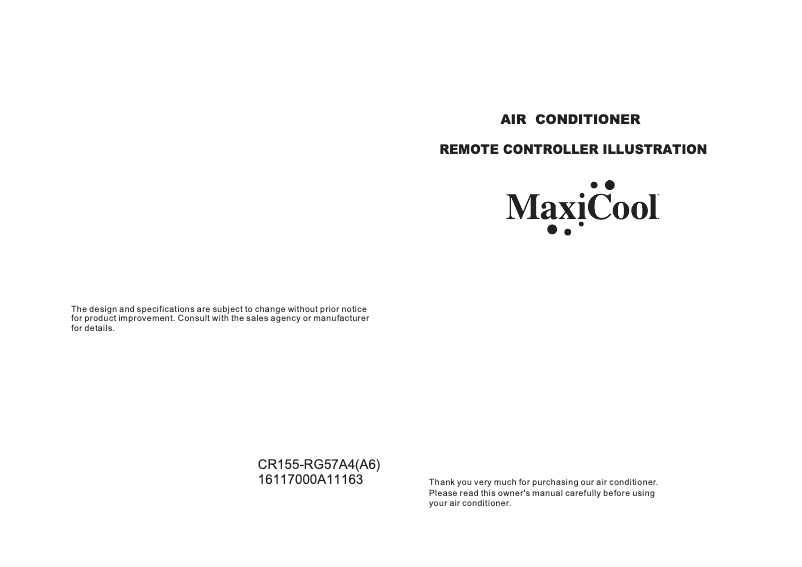 Page n°1 - Manuel utilisateur Maxicool RG57A4