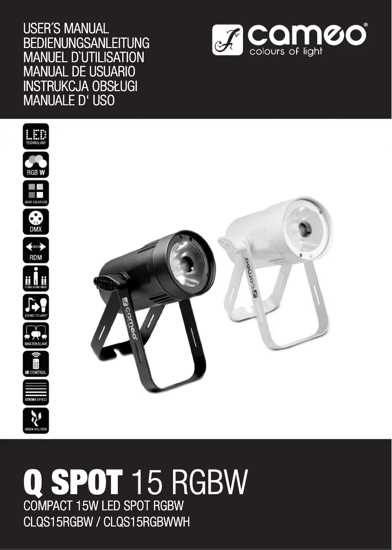 Page 1 de la notice Manuel utilisateur Cameo Q SPOT 15 RGBW