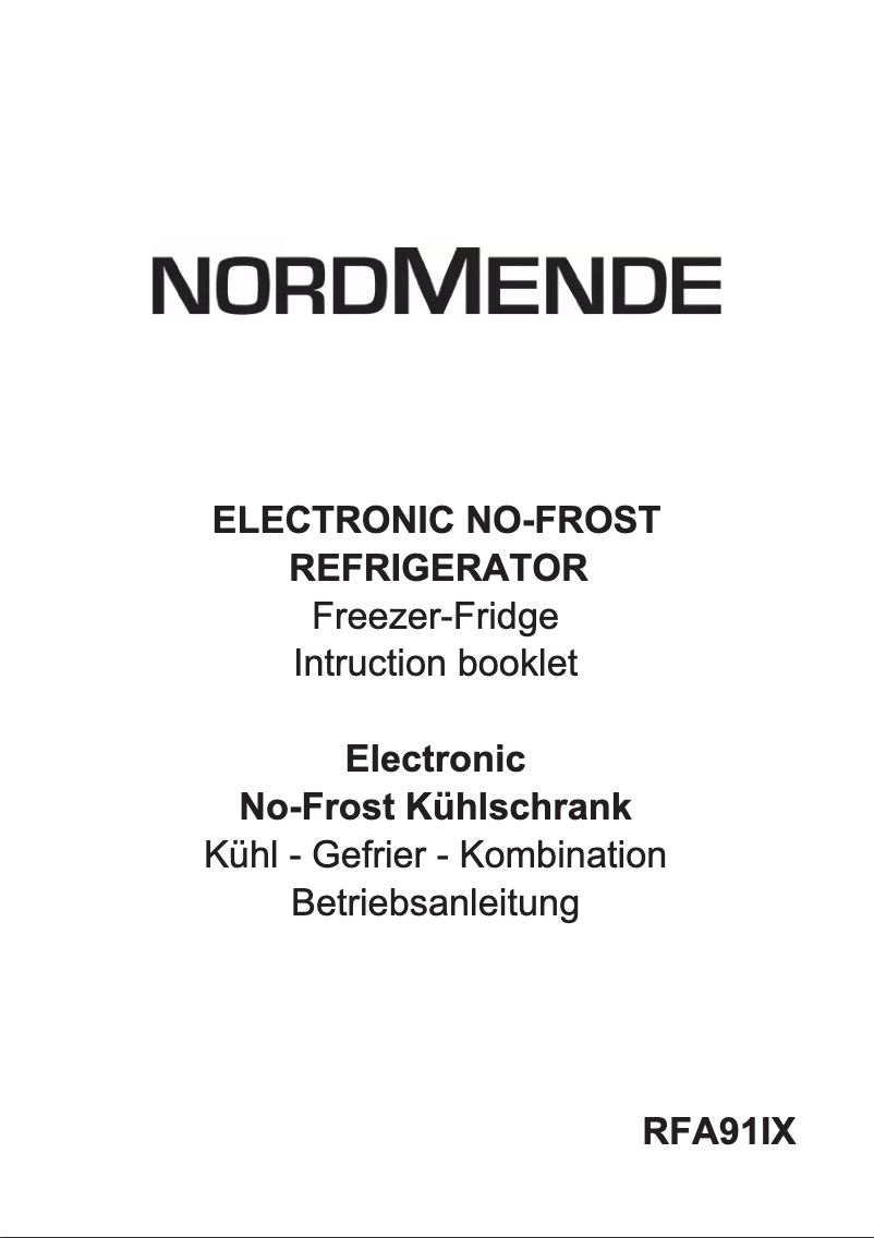 Page n°1 - Manuel utilisateur Nordmende RFA91IX