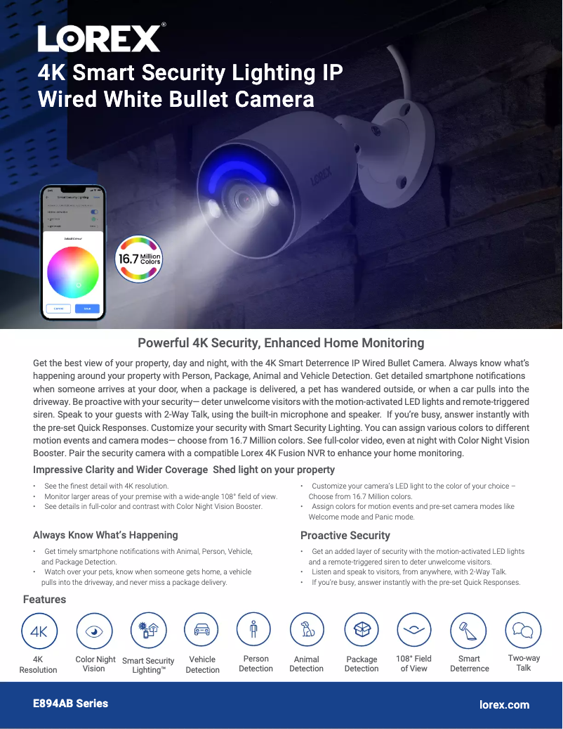 Página 1 del manual Ficha técnica Lorex E894ABB