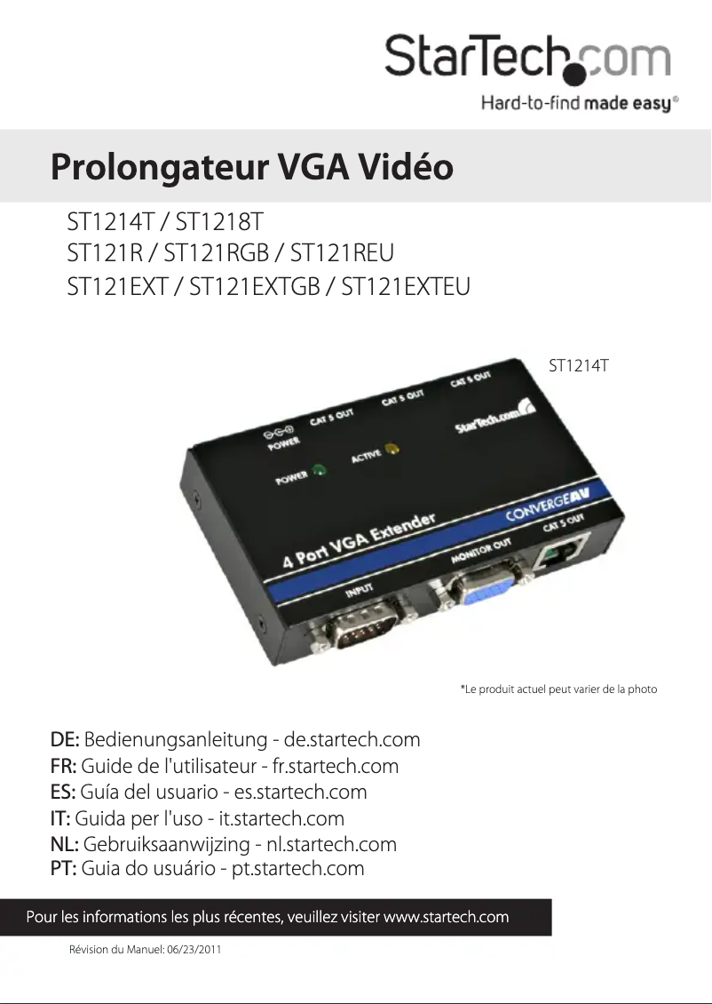 Image de la première page du manuel de l'appareil ST121REU