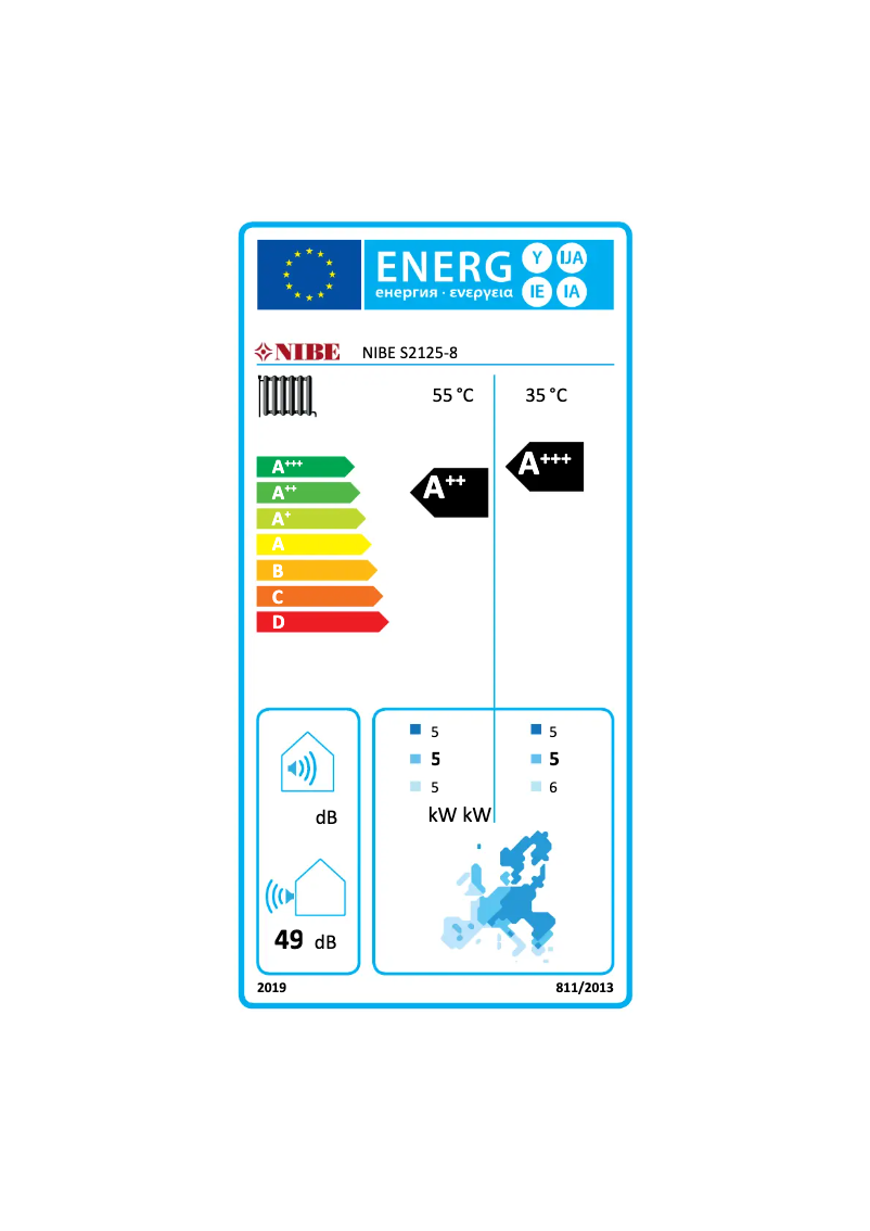 Page 1 de la notice Label énergétique Nibe S2125-12