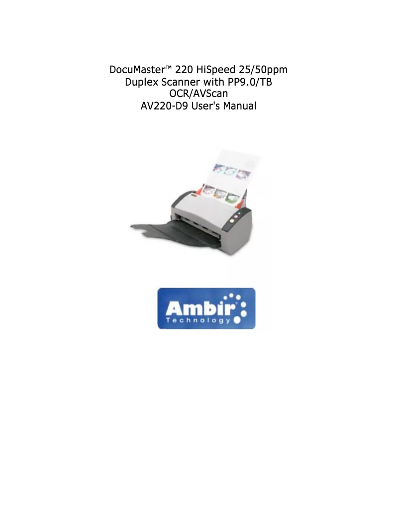 Page n°1 - Manuel utilisateur Ambir DocuMaster AV220-D7