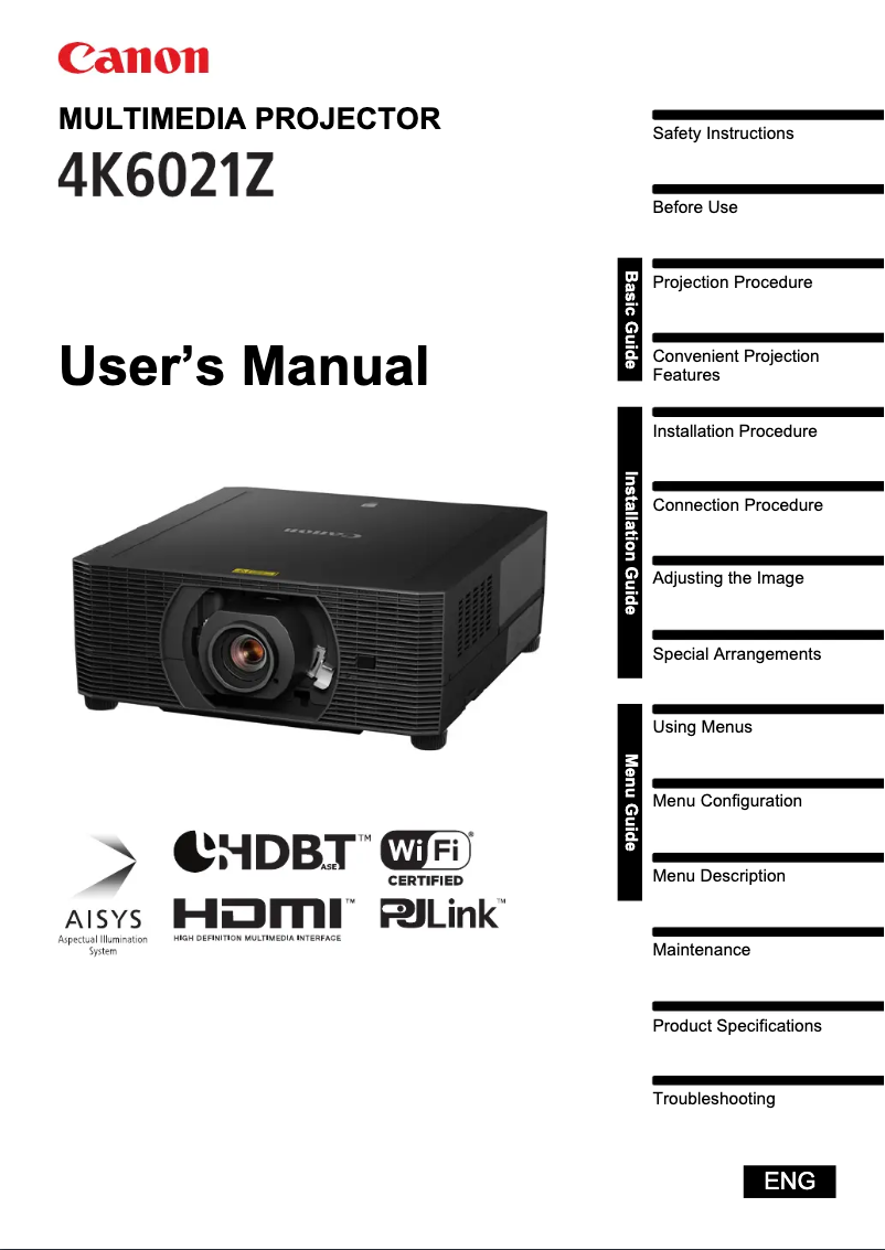 Imagen de la primera página del manual del dispositivo REALiS 4K6021Z