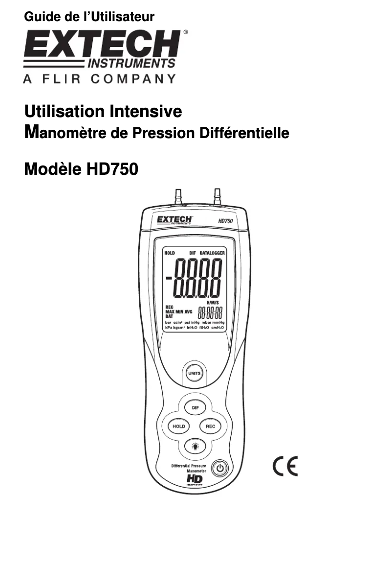 Page n°1 - Manuel utilisateur Extech HD750